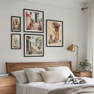 Gallery wall Charmante straatjes met een fiets