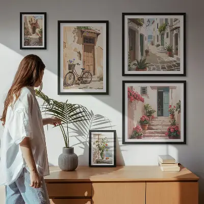 Gallery wall Charmante straatjes met een fiets