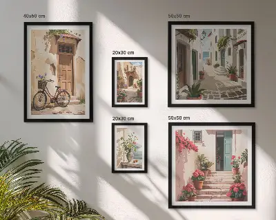 Gallery wall Charmante straatjes met een fiets