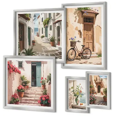 Gallery wall Charmante straatjes met een fiets