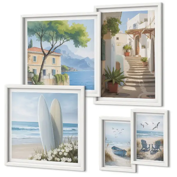 Wanddecoratie compositie Stijlvol uitzicht op zee