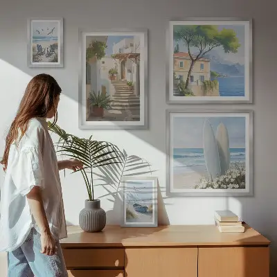 Wanddecoratie compositie Stijlvol uitzicht op zee