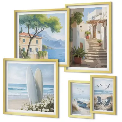 Wanddecoratie compositie Stijlvol uitzicht op zee