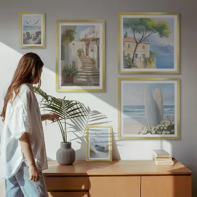 Wanddecoratie compositie Stijlvol uitzicht op zee