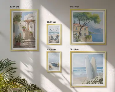 Wanddecoratie compositie Stijlvol uitzicht op zee
