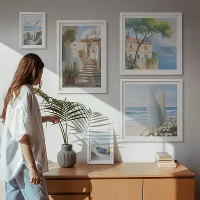 Wanddecoratie compositie Stijlvol uitzicht op zee