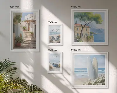 Wanddecoratie compositie Stijlvol uitzicht op zee