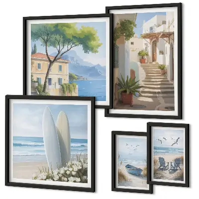 Wanddecoratie compositie Stijlvol uitzicht op zee