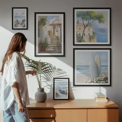 Wanddecoratie compositie Stijlvol uitzicht op zee
