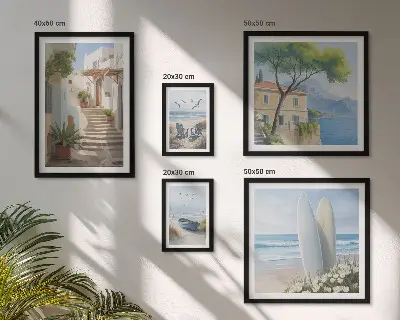 Wanddecoratie compositie Stijlvol uitzicht op zee