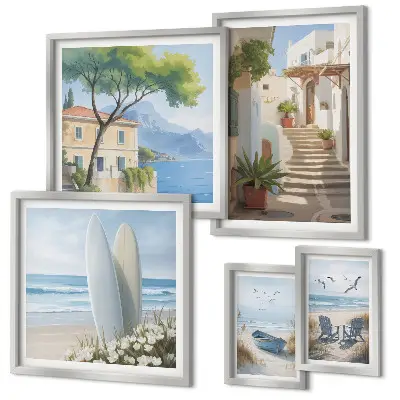 Wanddecoratie compositie Stijlvol uitzicht op zee