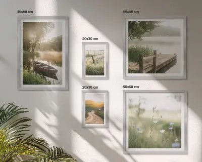 Wanddecoratie compositie Rustige landschappen met water en groen.