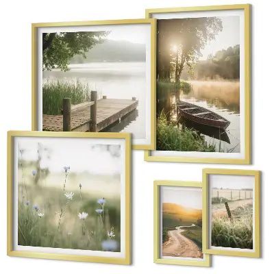 Wanddecoratie compositie Rustige landschappen met water en groen.