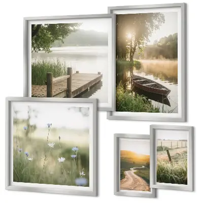 Wanddecoratie compositie Rustige landschappen met water en groen.