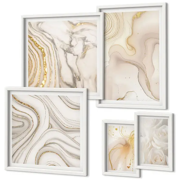 Gallery wall met abstracte beige composities