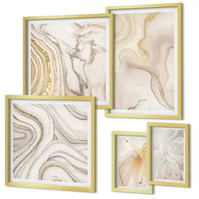 Gallery wall met abstracte beige composities