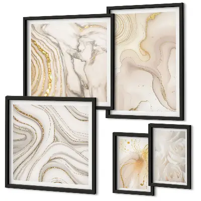 Gallery wall met abstracte beige composities