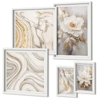Wanddecoratie met abstracte bloemmotieven elegante compositie
