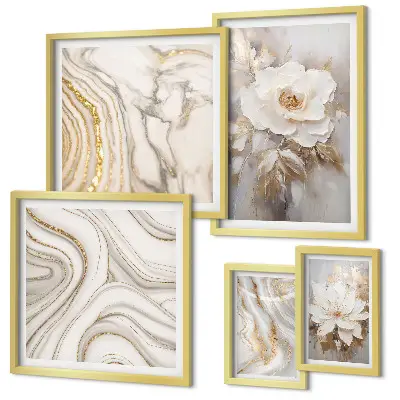 Wanddecoratie met abstracte bloemmotieven elegante compositie