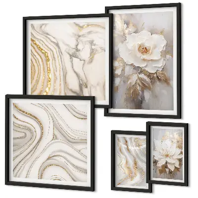 Wanddecoratie met abstracte bloemmotieven elegante compositie