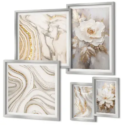 Wanddecoratie met abstracte bloemmotieven elegante compositie