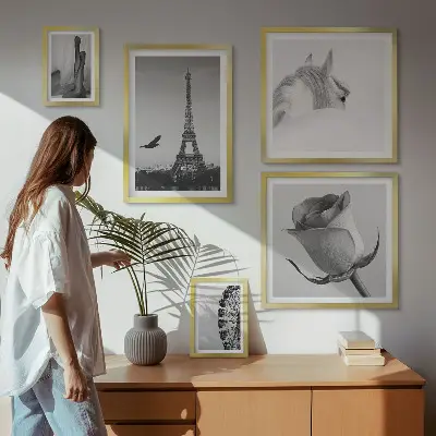 Moderne schilderijen set Stijlvolle zwart-witfoto's