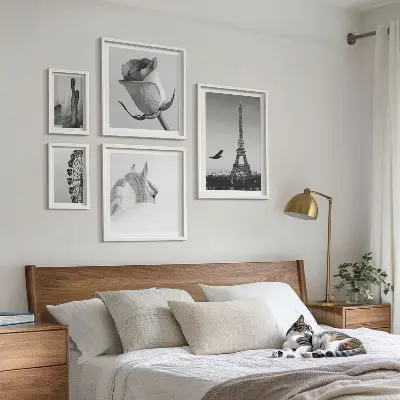 Moderne schilderijen set Stijlvolle zwart-witfoto's