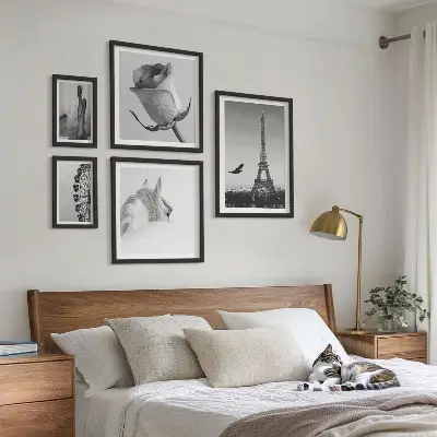 Moderne schilderijen set Stijlvolle zwart-witfoto's
