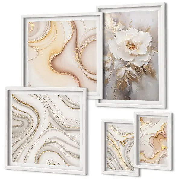 Gallery wall bloemmotieven met abstracte elegantie