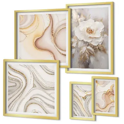 Gallery wall bloemmotieven met abstracte elegantie