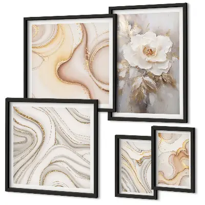 Gallery wall bloemmotieven met abstracte elegantie