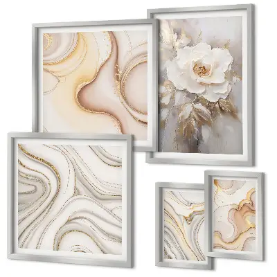 Gallery wall bloemmotieven met abstracte elegantie