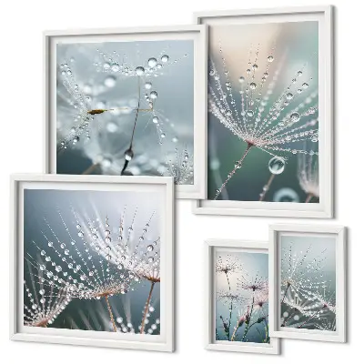 Dewdrops minimalistische planten wanddecoratie compositie