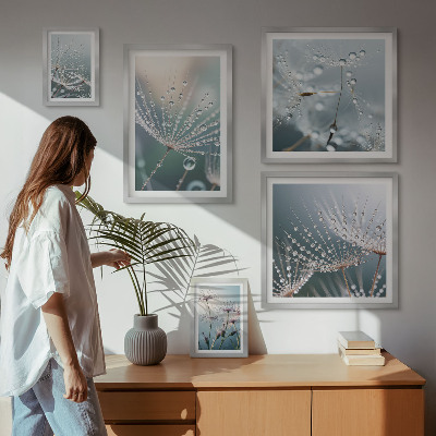 Wanddecoratie compositie Dewdrops minimalistische planten