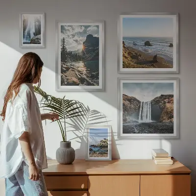 Wanddecoratie met natuurlandschappen met uitzichten op landschappen, watervallen en stranden