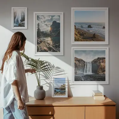 Wanddecoratie met natuurlandschappen met uitzichten op landschappen, watervallen en stranden