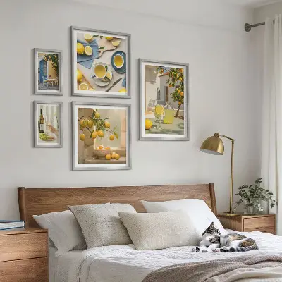 Wanddecoratie compositie met rustieke citroenen voor in de keuken