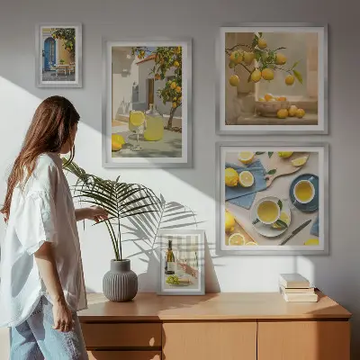 Wanddecoratie compositie met rustieke citroenen voor in de keuken