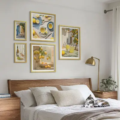 Wanddecoratie compositie met rustieke citroenen voor in de keuken