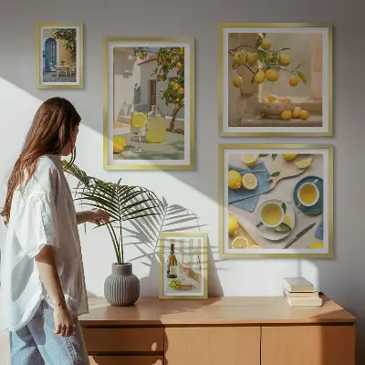 Wanddecoratie compositie met rustieke citroenen voor in de keuken