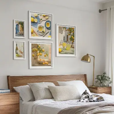 Wanddecoratie compositie met rustieke citroenen voor in de keuken