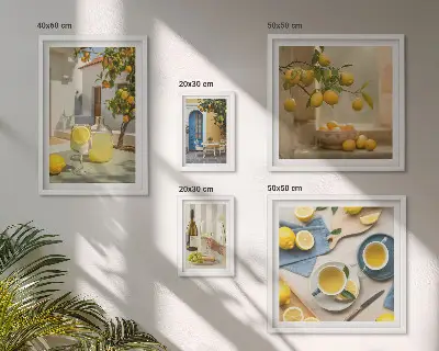 Wanddecoratie compositie met rustieke citroenen voor in de keuken
