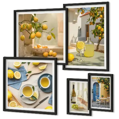 Wanddecoratie compositie met rustieke citroenen voor in de keuken