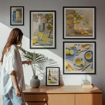 Wanddecoratie compositie met rustieke citroenen voor in de keuken