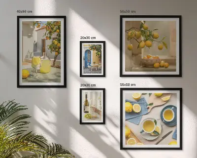 Wanddecoratie compositie met rustieke citroenen voor in de keuken