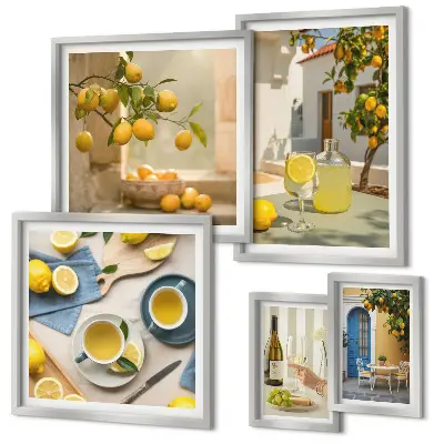 Wanddecoratie compositie met rustieke citroenen voor in de keuken
