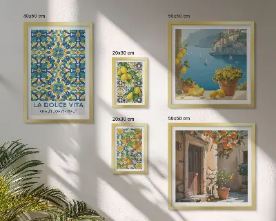 Gallery wall Italiaanse Amalfi citrusbloemen