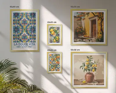 Wanddecoratie Italiaanse citrusvruchten in mediterrane stijl