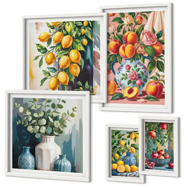 Gallery wall Fruitige bloemencomposities