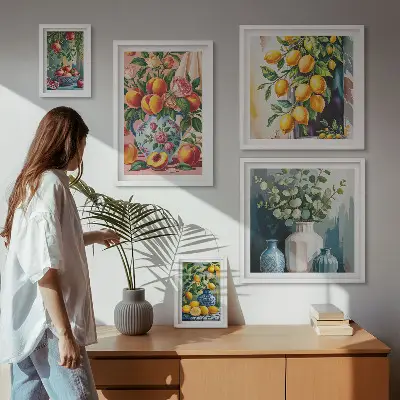 Gallery wall Fruitige bloemencomposities